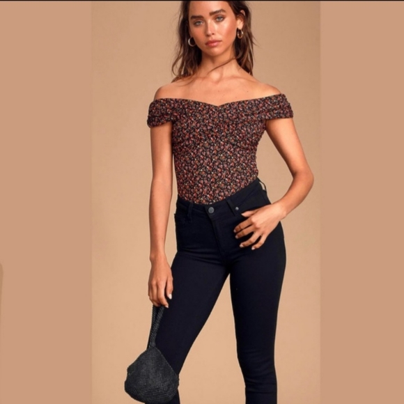 Lulus Top Bodusuit Ribbed Off the Shoulder - Picture 3 of 13